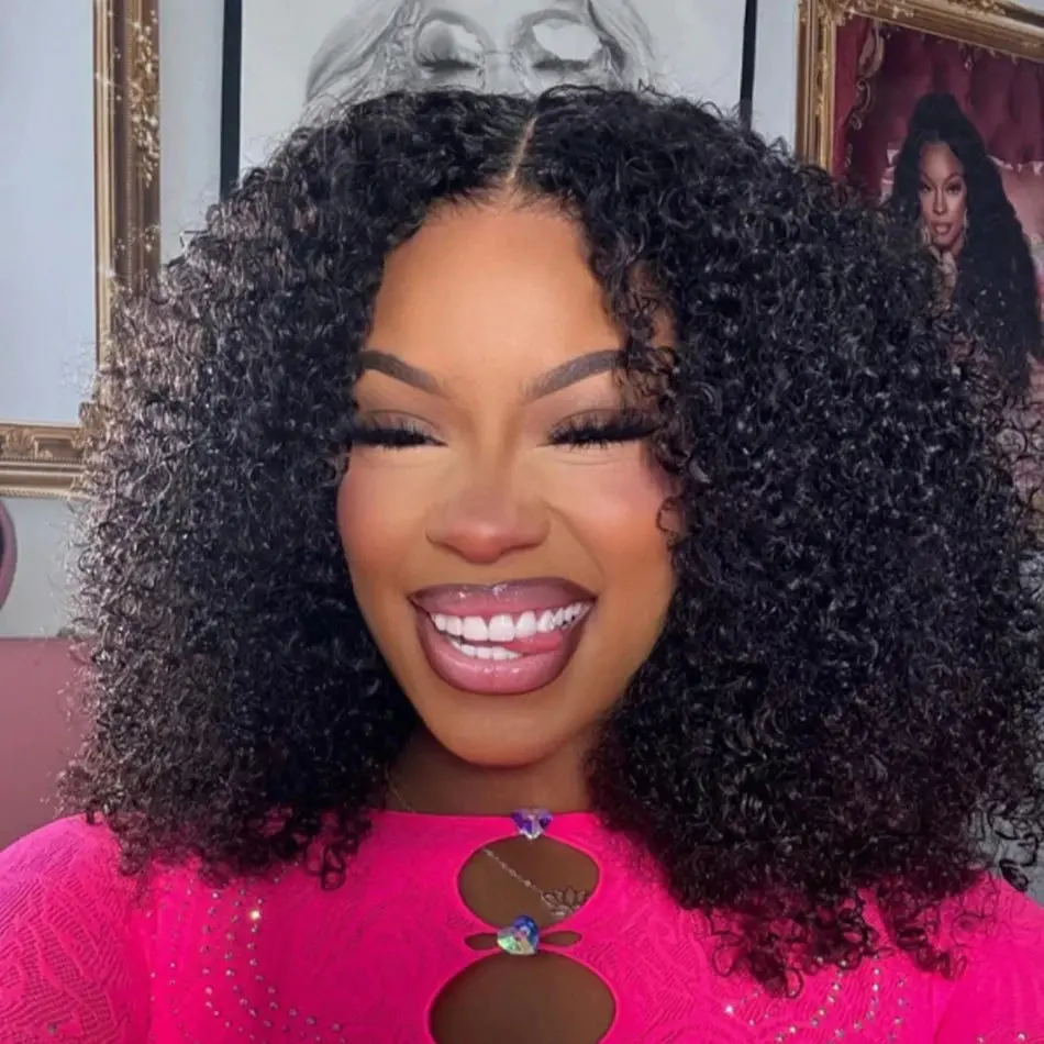 JESSENIA HAIR Brazilian Kinky Curly BoB Lace Frontal Wigs for Women - 13x4 Deep Curls Wig with 180 Density and Preplucked Human Hair