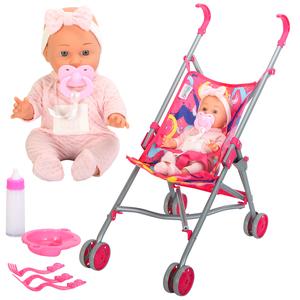 BiBi Doll Baby Doll Set With Pushchair & Feeding Accessories - Baby Doll, Stroller, Milk Magic Bottle, Dummy, Baby Doll Accessories Set