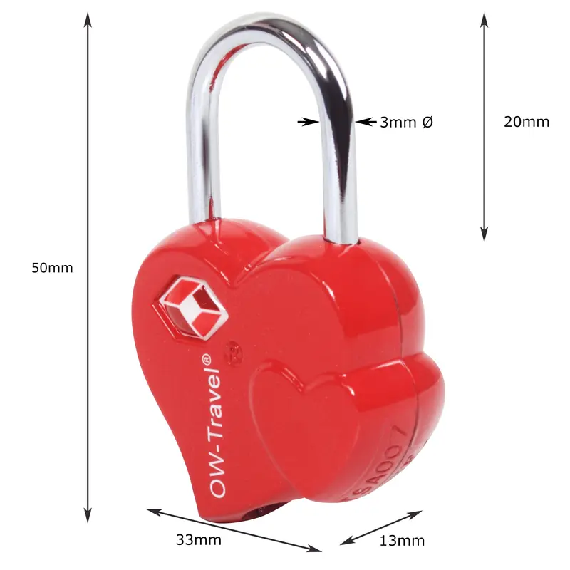 OW-Travel TSA Approved Luggage Locks Padlocks Heart Shaped Valentine Suitcase Locks with Keys. Zinc Alloy Suitcase Padlocks with Key Lock for Luggage, Bag, Case, Backpack, Gym Locker 1