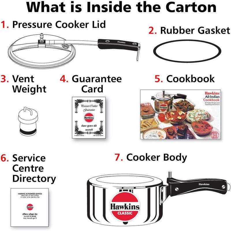Classic Pressure Cookers (2 Litre), Aluminium Cookware Lid Metal Plastic 4