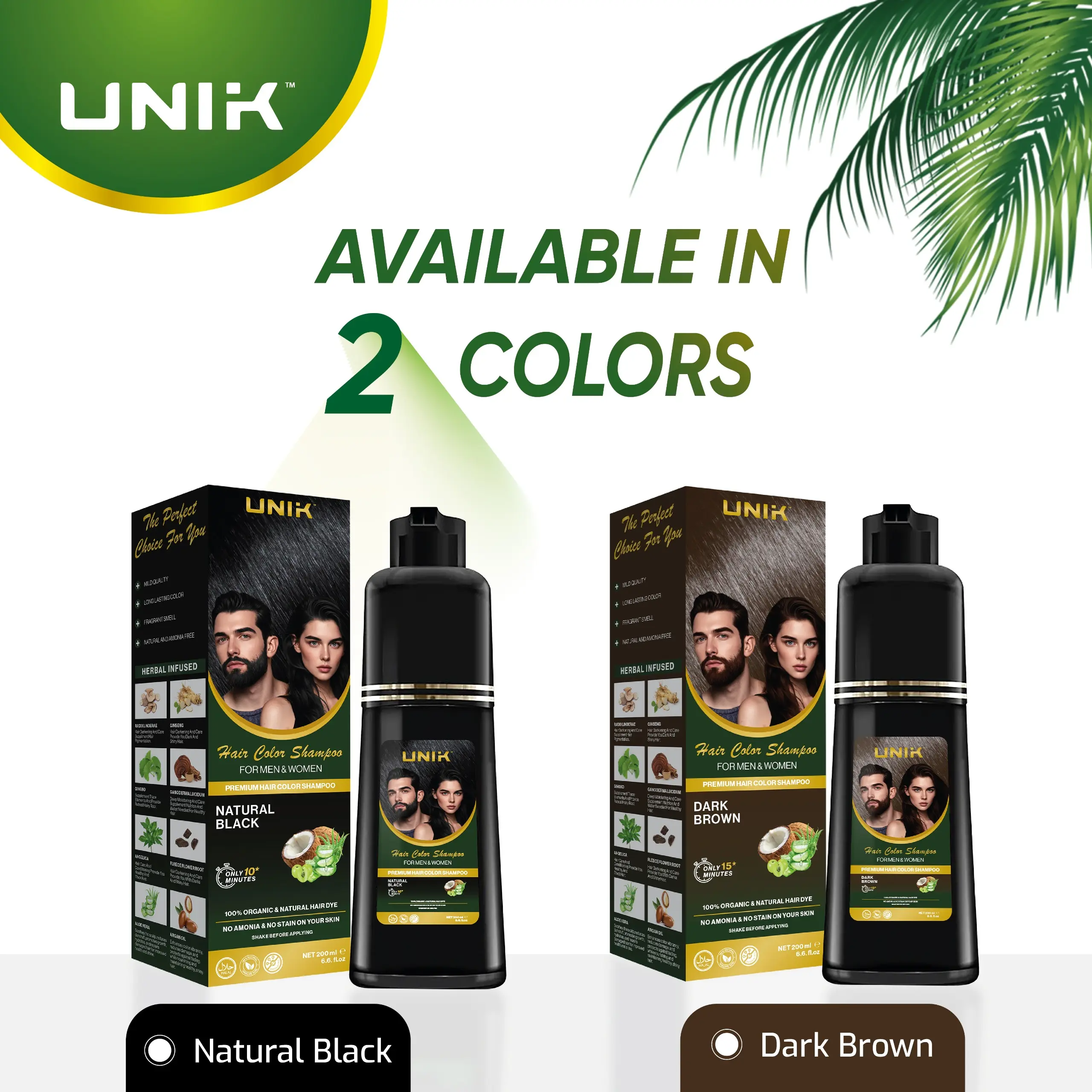UNIK Hair Color Shampoo Herbal and Natural Ingredients Haircare no Ammonia