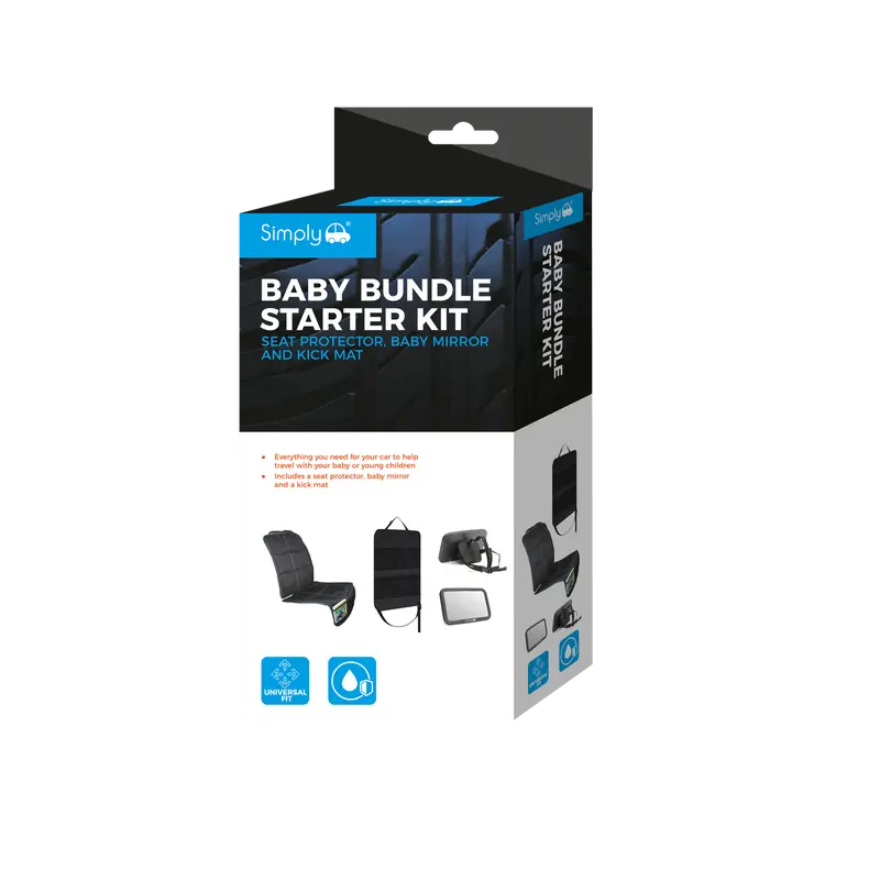 Baby Car Automotive Starter Bundle Starter Kit - Padded Seat Protector + Baby Mirror + Kickmat 2