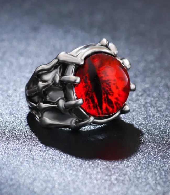 1pc Gothic Skull and Eye Vintage Adjustable Ring for Men with Dragon Claw and Eagle Claw Design, Jewelry Gift and Party Use