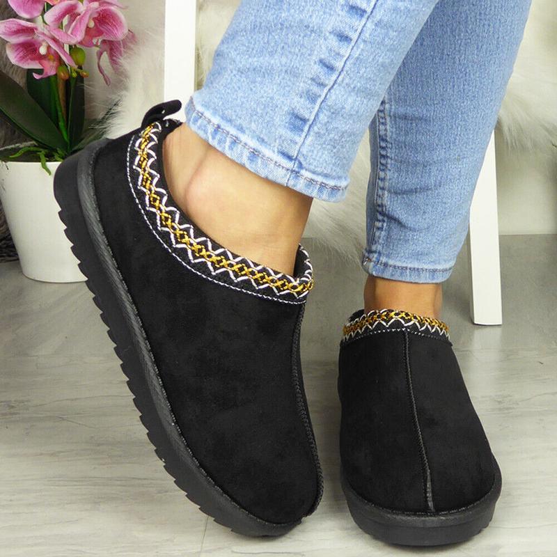 CA-22 Ladies In Out Door Slip On Warm Faux Fur Lined Slippers Boots 1