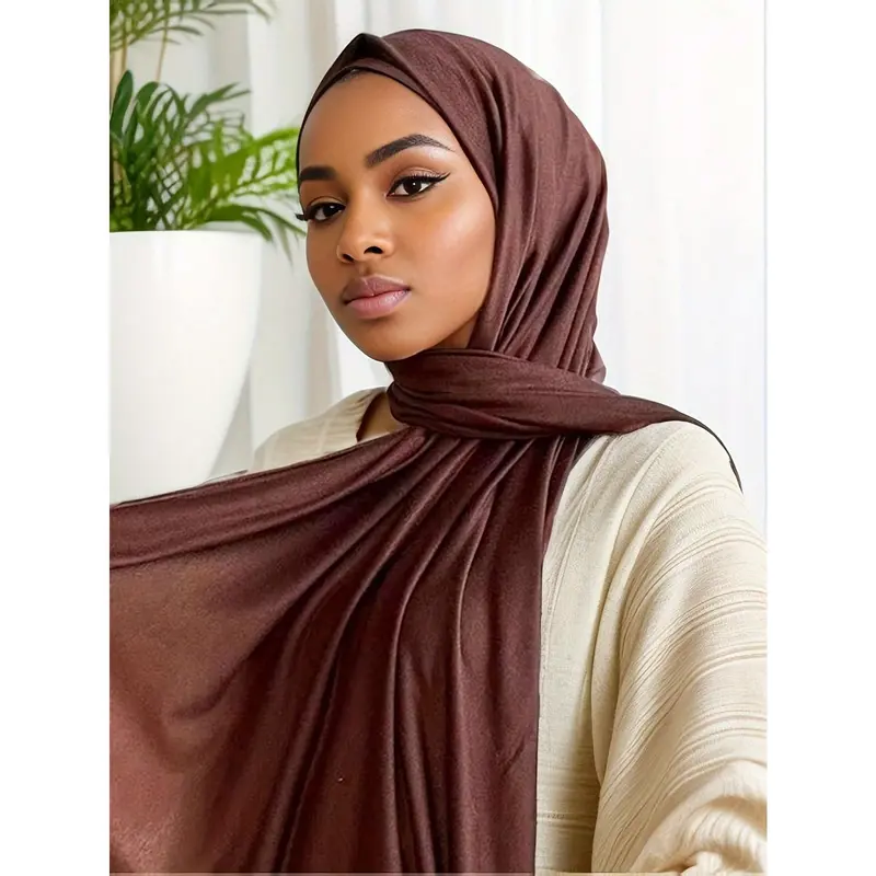 1pc New Style Large Size Jersey Hijab Shawl Soft Casual Solid Color Women Scarf 5
