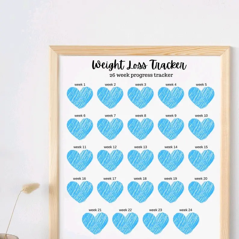 Heart 26-Week Weight Loss Tracker - Pink, Blue, and Purple - Fun and Motivating Tool for Your Fitness Journey 5