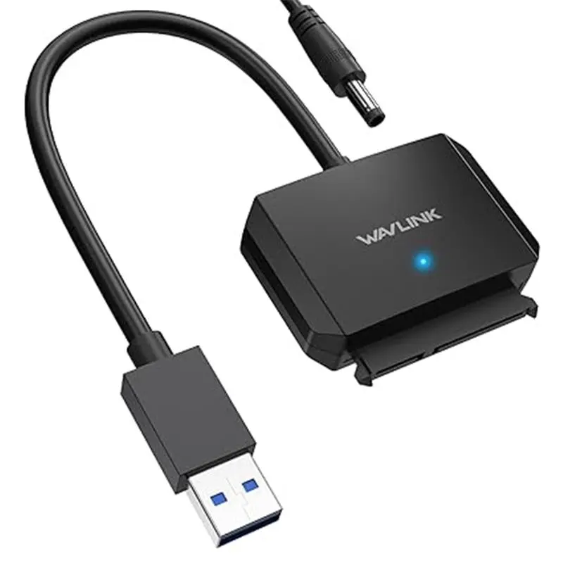 SATA III to USB 3.0 Cable Adapter, 5 Gbps USB 3.0 to SATA Adapter Converter/Connector for 3.5" HDD & 2.5" HDD/SSD with 12V2A Power Adapter, Max 18TB, UASP, TRIM, S.M.A.R.T, Auto-sleep Mode 1