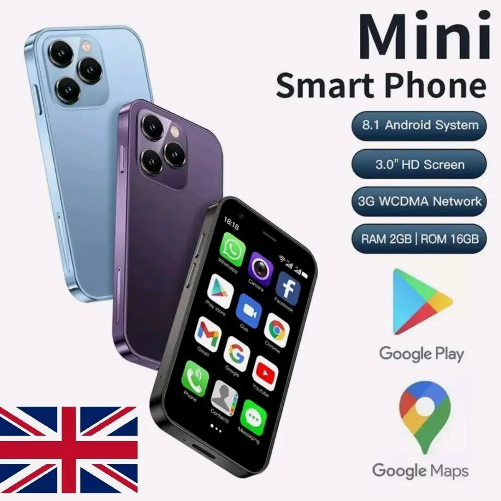 Mini iPhone Mini Mobile Phone 3.0" Small Smartphone Dual SIM 3G Android 8.1OS 2GB+16GB Card Audio Bluetooth Camera Charging Gps Keyboard Memory