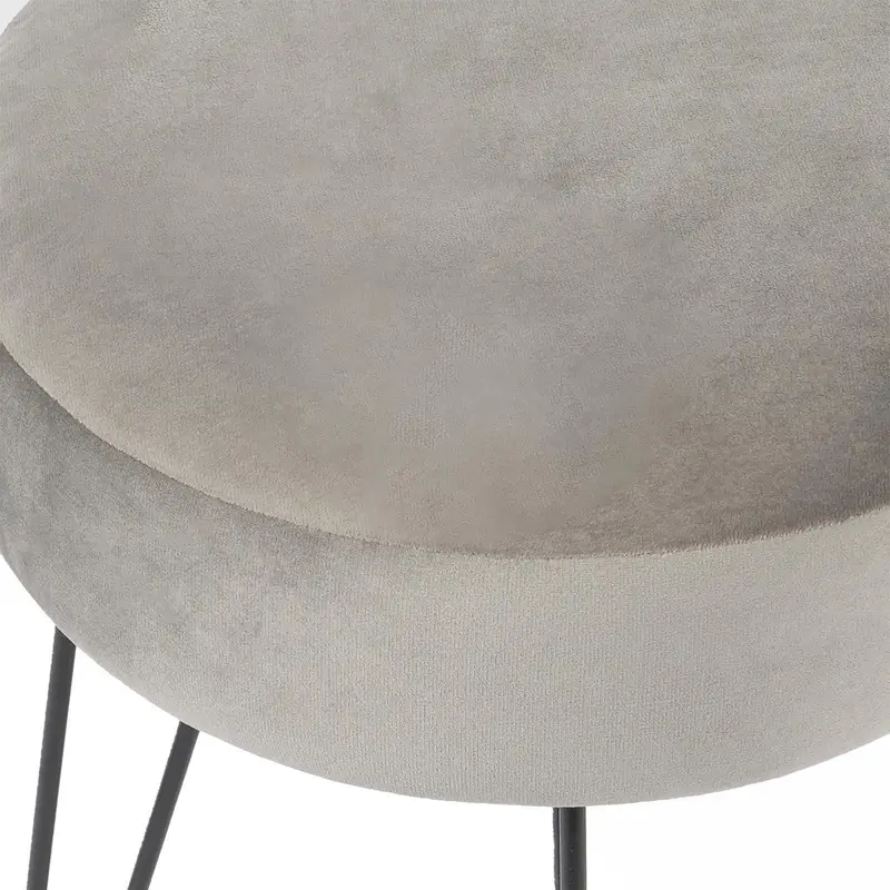 Dressing Table Stool Velvet Round Makeup Vanity Seat Chair Metal Legs Pouffe 3