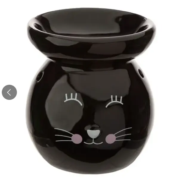 Ceramic Cat Face Oil Burner White/Black