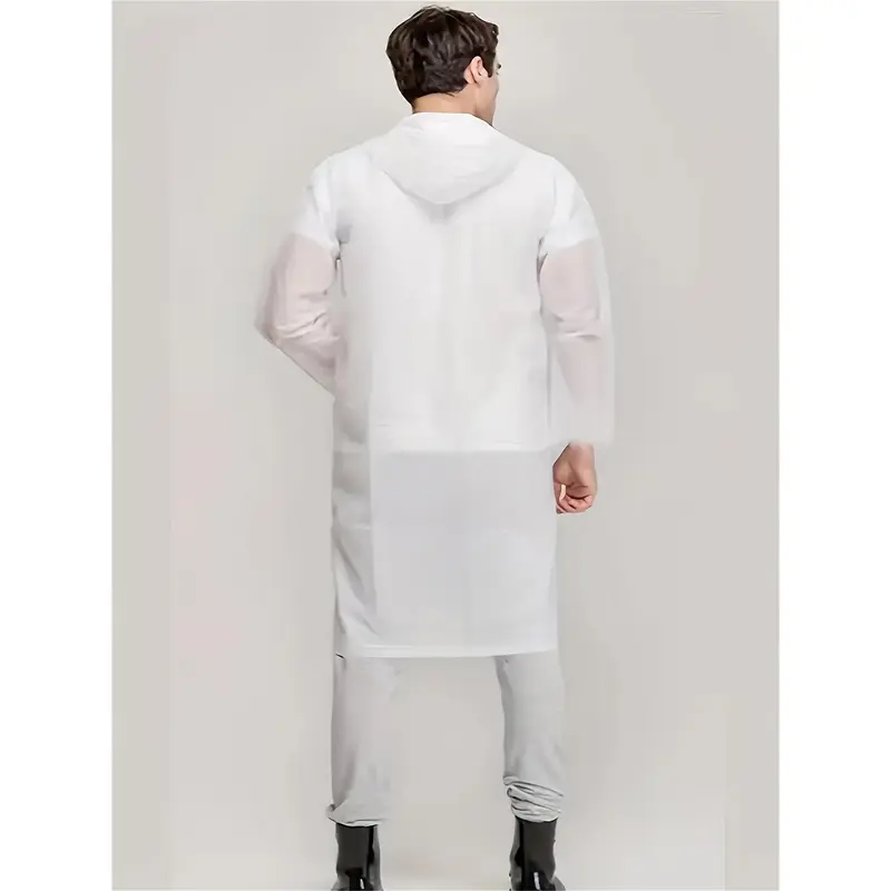 Unisex Solid Hooded Long EVA Raincoat With Long Sleeve And Button Up Placket, Waterproof And Versatile Jacket Suitable For Hiking And Outdoors Activities 4