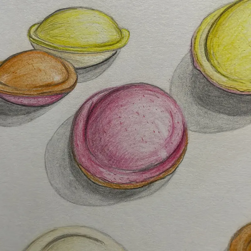 Original flying saucers coloured pencil drawing 3