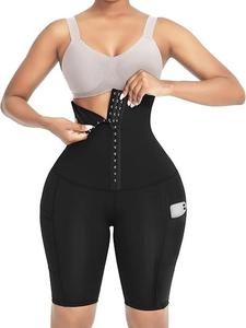 FeelinGirl High Waist Shapewear for Women Tummy Control Thigh Slimmer Body Shaping Underwear Hook and Eye Butt Lifter Leggings with Pockets Black S-3XL Basic Womenswear