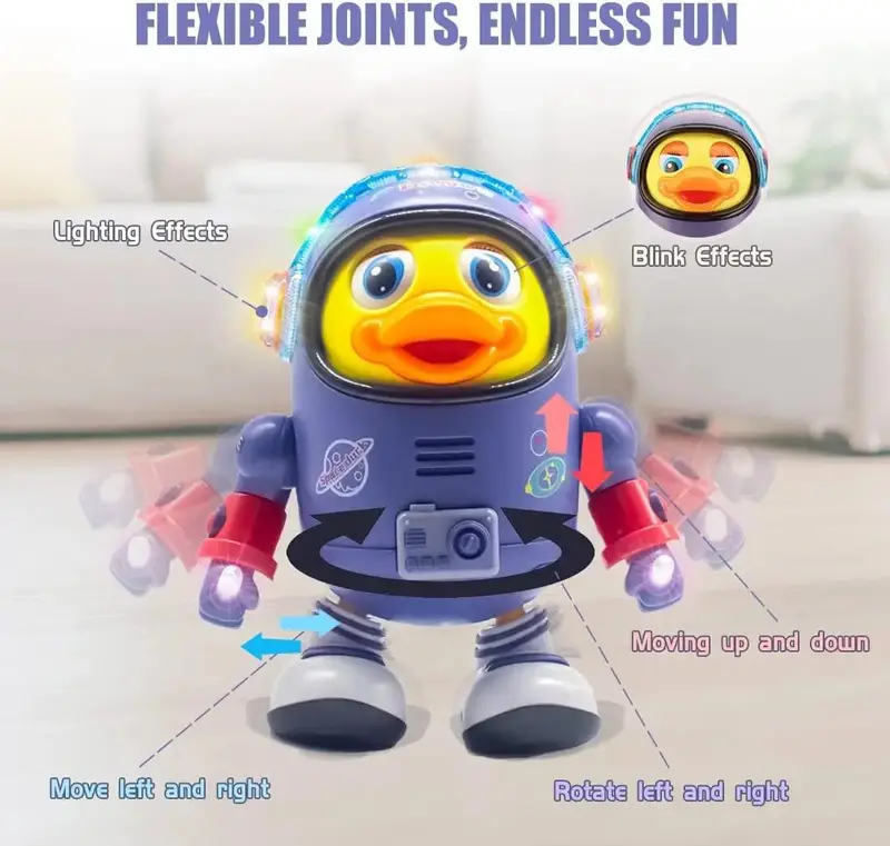 NEW Space Duck Dancing Robot with Light Music Cartoon Walking Sensory Educational Kids Toys Gift Set Multicoloured Kids Gift 1