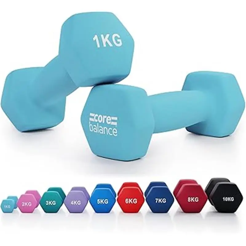 Dumbbell Pair Hex Weight Neoprene Coated Cast Iron Strength Training (2 x 1kg)