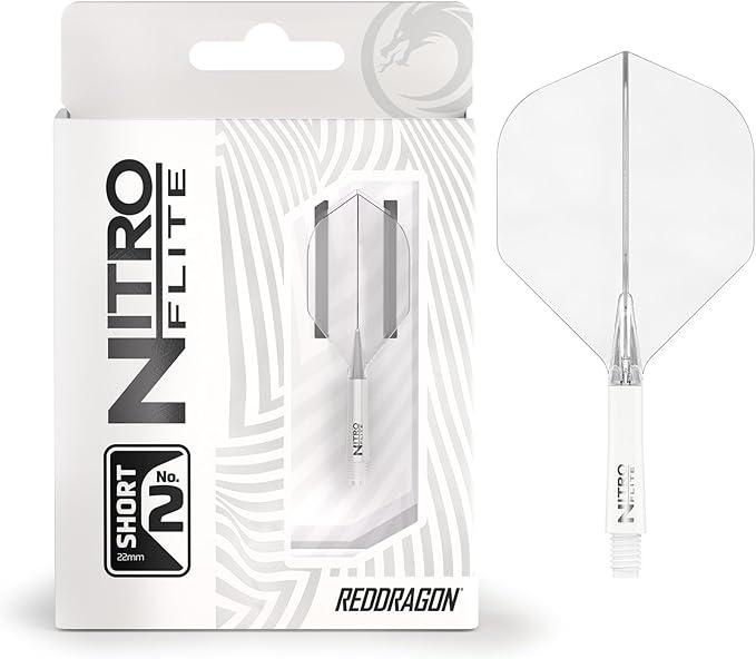 Nitro Flite Integrated Flight & Shaft System–No.2 Shape and Design-Available in Short, Intermediate & Medium - White, Black, Blue, Yellow & Clear - Professional Darts Accessories 6