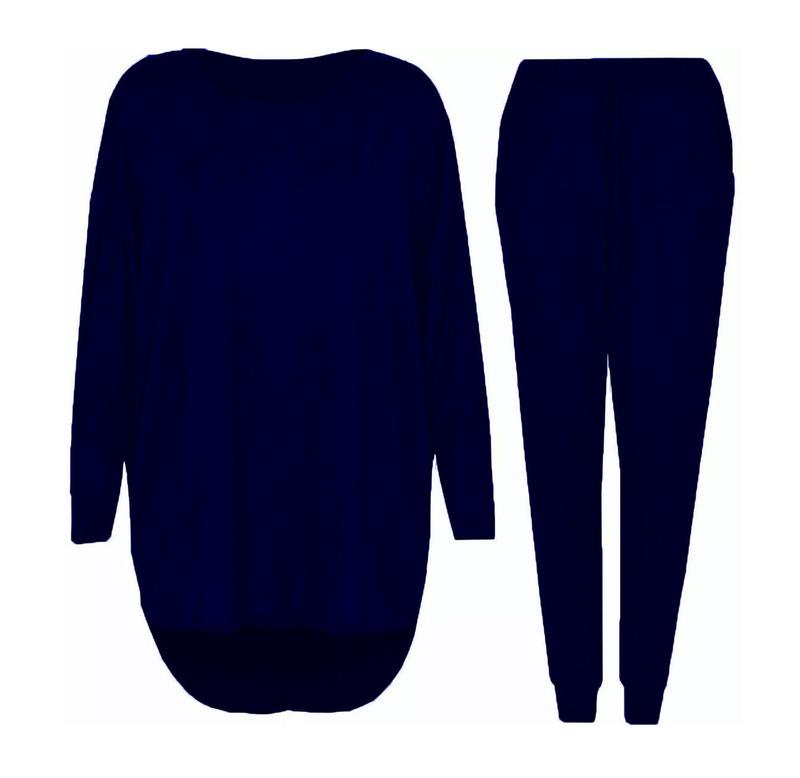 Ladies 2 Piece Tracksuit Set High Low Top and Bottoms Women Loungewear Sweatshirt Joggers Suit Set 3
