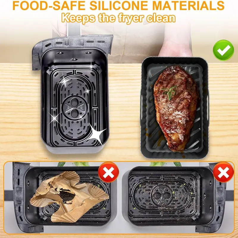 3PCS Air Fryer Accessories Set, Silicone Air Fryer Liner Compatible for Duronic AF34 10L, Instant 8.5L, Reusable Airfryer Accessories Compatible for Duronic Dual Air Fryer(1*10 l+2*5 l) 4