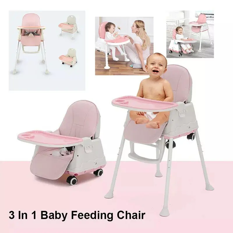 Adjustable 3-In-1 Baby Highchair Infant High Feeding Seat Toddler Table Chair 3