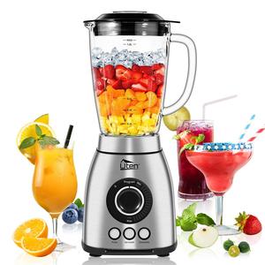 Uten Blender,1.8L Glass Jug, 1800W,Kitchen Table Blender with 6 Blades, Food Processor Blender Smoothie & Food Blender, 18 Speeds + Pulse,Kitchen Blender, Silver