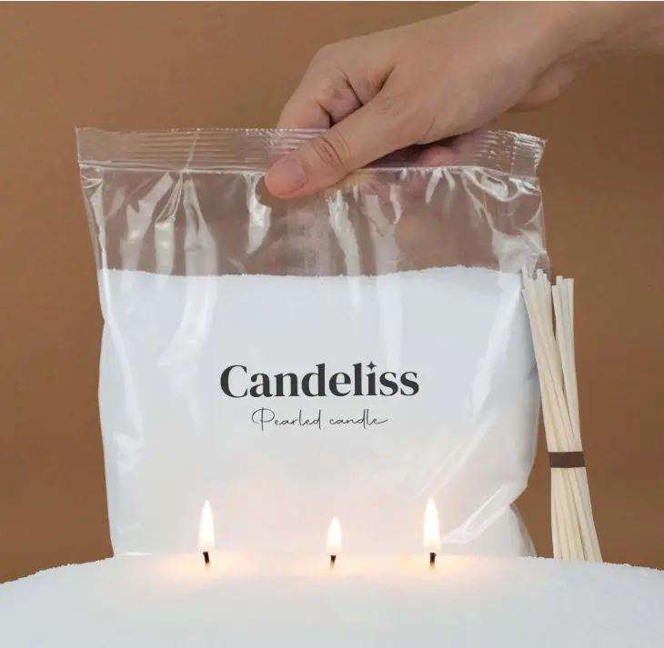 CANDELISS Pearled Candle and Wicks. Candle Sand Powder and Wicks for vases Pearled Candle Wax Powder Pearls Refill with Wicks Powder Candle granules Granulated Snow Wax (500g)