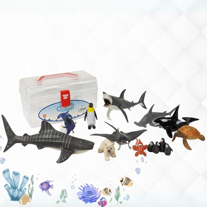 Sea Animal Large Jumbo Solid Figures 12Pcs Realistic Toy Fish Sea Creatures For Children - Shark, Whale, Dolphin, Turtle 2