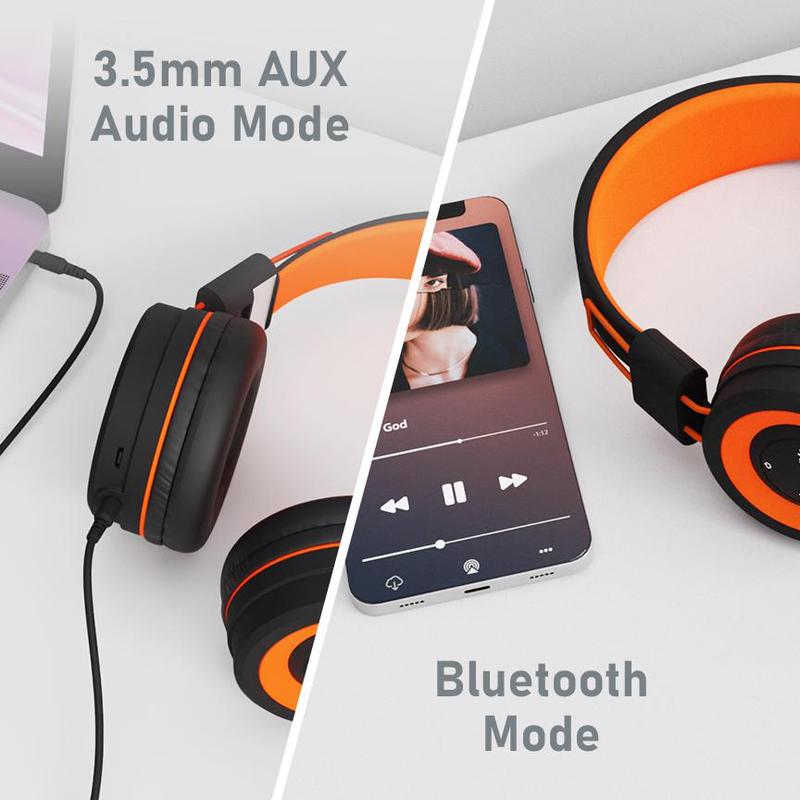 Foldable Hybrid Wireless Headphones Audio Cable Durable Earphones Earbud Adjustable Bluetooth Charging Microphone Plug 1