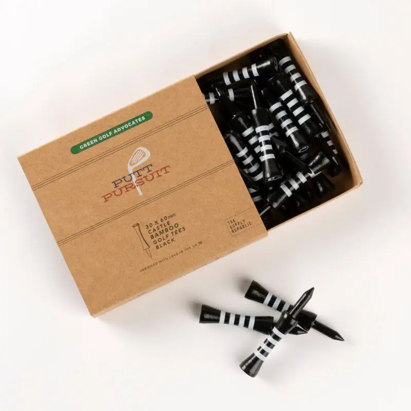 Bamboo Golf Tees 60mm | Black Castle Tees 1
