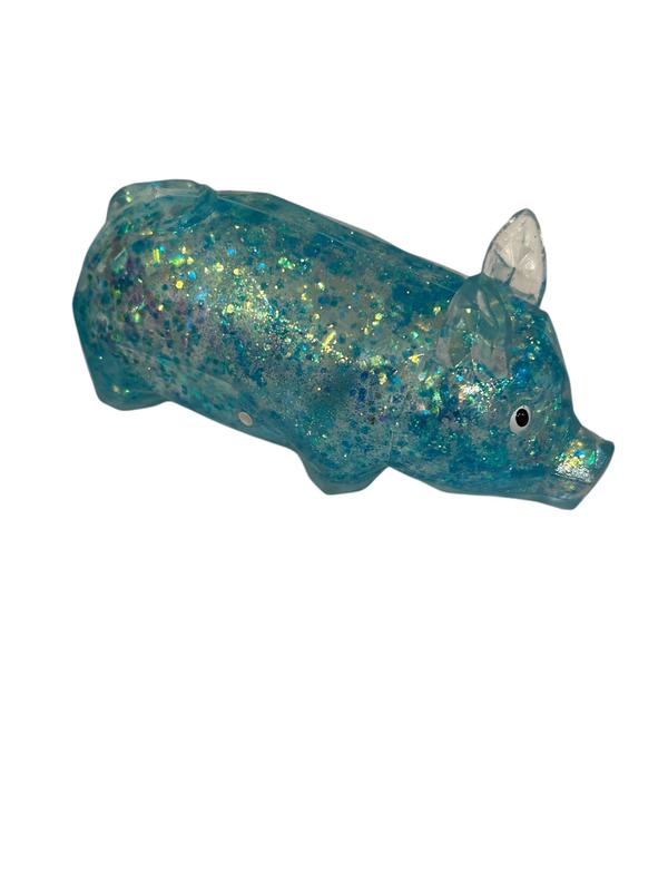 Glittery Pig  - Sugar filled -Squeeze Me - Squish Me - Random colour selected - Slowly oozes back to shape 5