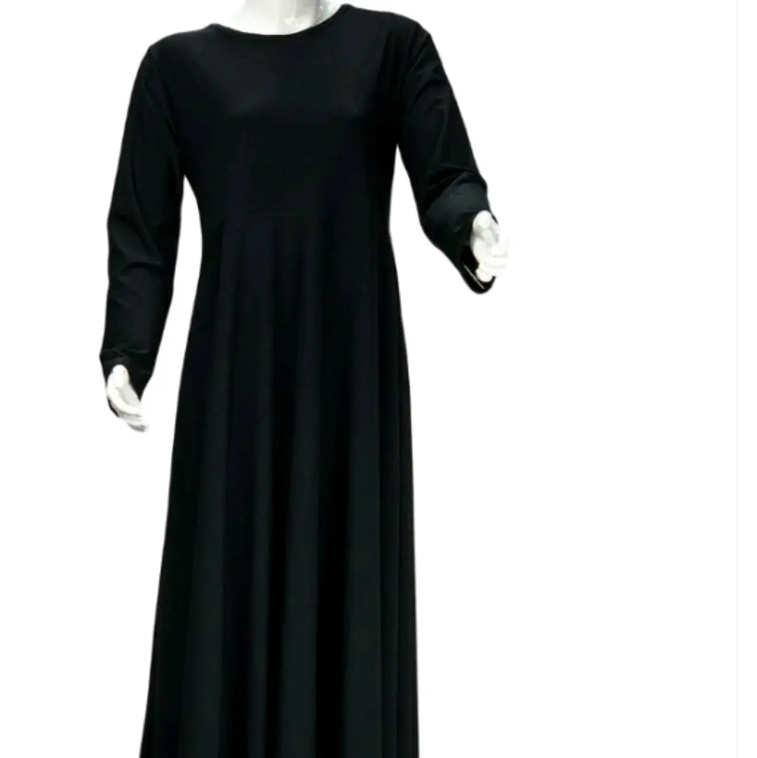 Kids Girls Jersey Lycra Burka Abaya - Black Maxi Dress for Masjid Uniform