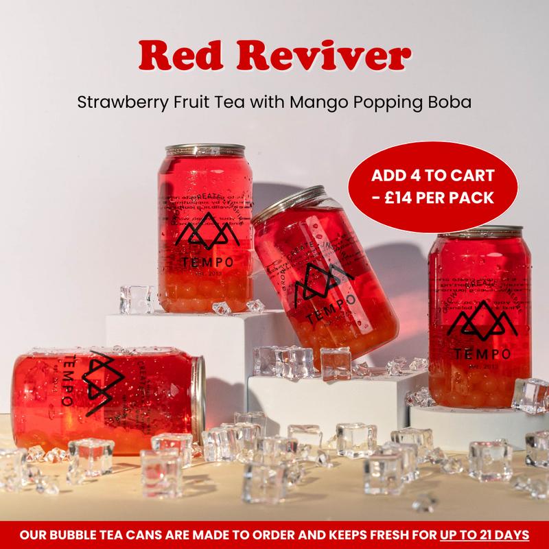 Red Reviver Bubble Tea Cans 350ml  - 4 Pack 0