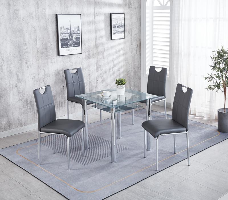 Modernique Compact Tempered Glass Table with 4 Chairs Set Available in Black & Grey 0