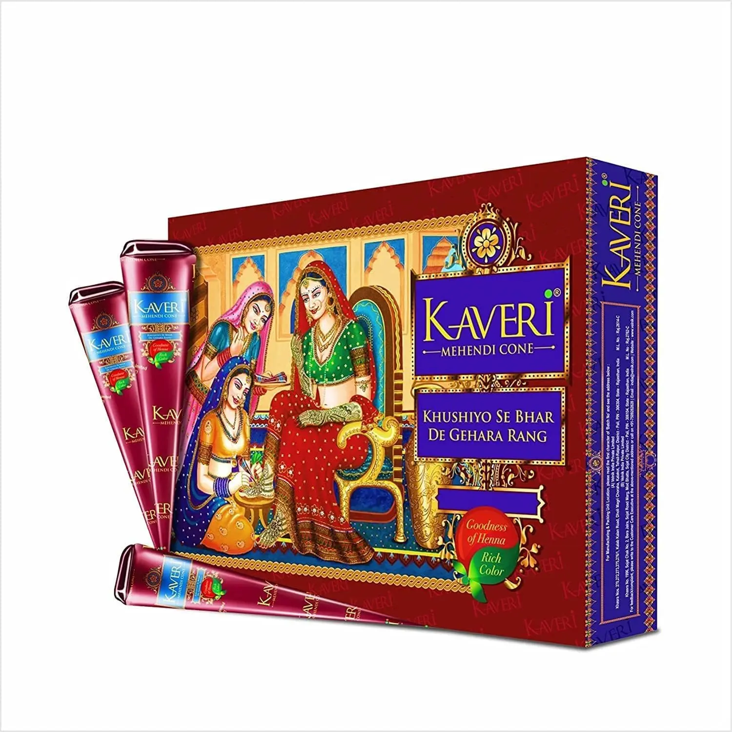 12 x Kaveri Dark Brown Mehndi All Natural Body Art Organic Temporary Tattoo Traditional