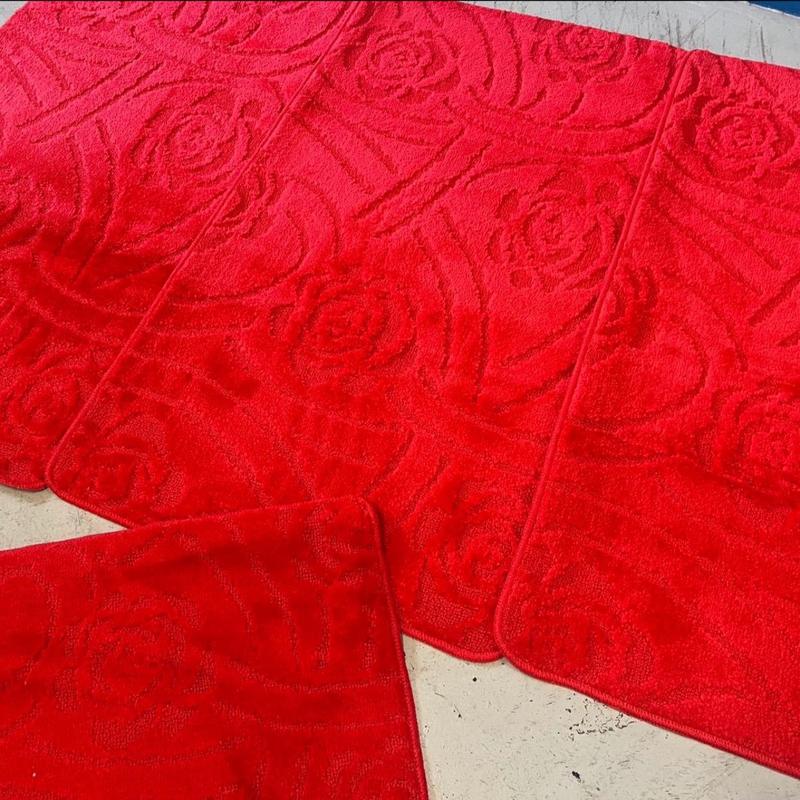Romany Washables Mats Bright Red Tourer washable mats, 67cm 120cm Best quality Non Slip Backing Christmas Rugs X Full set of 4 Mats x 3