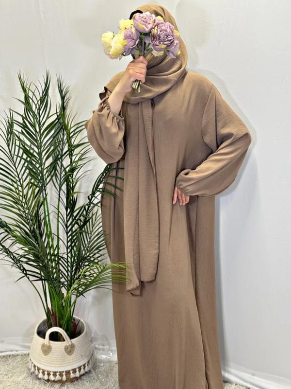 Crepe Prayer Abaya with Attached Hijab, Praying Abaya, Muslim Women, Pray Jilbab, Hijab, Prayer Long Dress, Dubai, Maxi 0