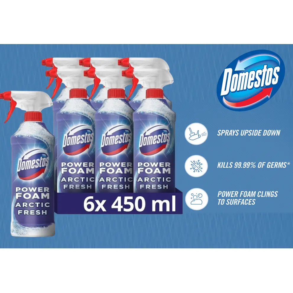 Domestos Power Foam Arctic Fresh Toilet and Bathroom Cleaner 450ml