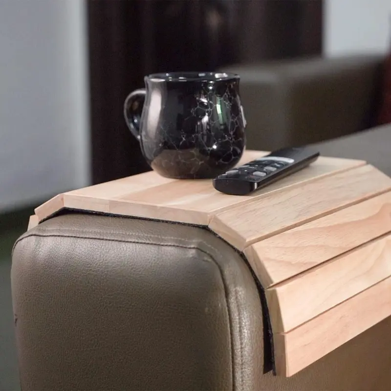 Foldable Wooden Sofa Arm Tray for Drink Snacks, Magazine, and Remote - Hevea Brasiliense Wood - Armrest Protector - Non Slip and Easy Installation table new  table ikea  furniture 5