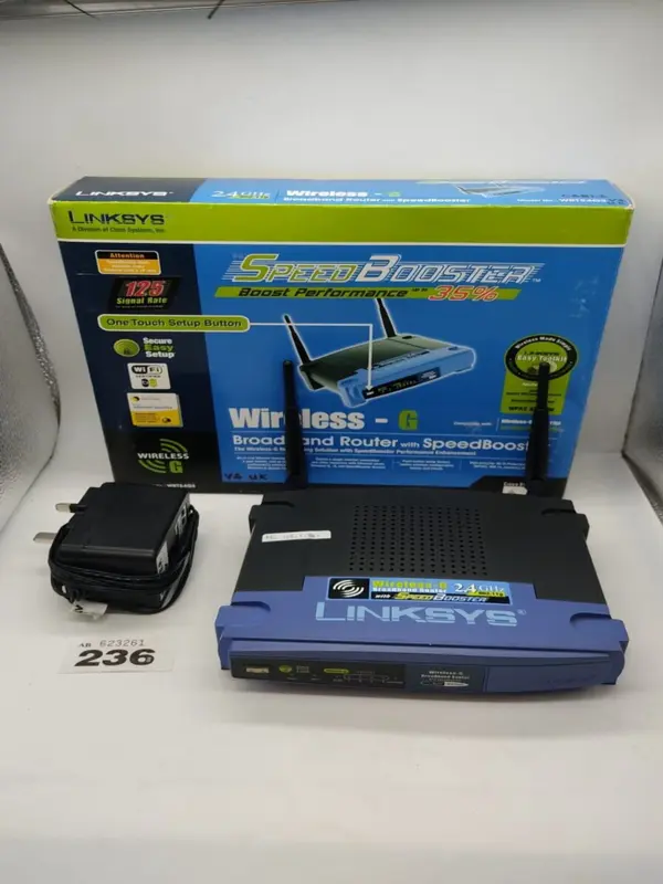 Linksys Wireless-G Broadband Router WRT54GS 2.4 GHz 54Mbps 4 Port Switch 0