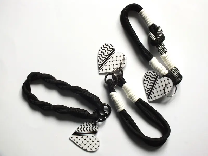 Shoelace Keyring Black White Keychain Love Heart Keyring Pink Glitter Heart Keychain Valentines Gift Anniversary Gifts Present for Girlfriend Present for Wife 8