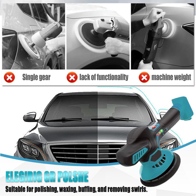 Cordless Car Buffer Polisher for Makita Battery, Polisher Kit Electric Polishing Machines Compatible with Makita 18v - 150MM 6 Speed ​​Car Buffer Polishing for Auto Detailing/Polishing/Waxing, with 16 Polishing Accessories 8
