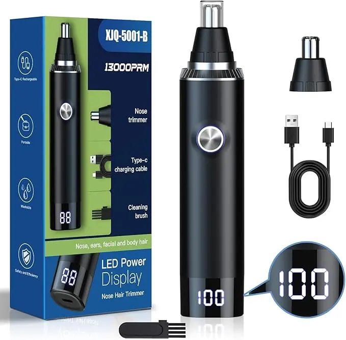 Nose Hair Trimmer for Men and Women, 2024 Upgrade, Painless USB Nose Trimmer, Ear and Nose Clipper, Facial Hair Removal, Easy to Clean, Dual Edge Blades, IPX7 Waterproof Comfort 0
