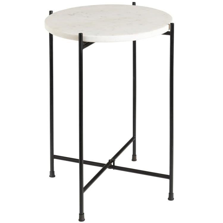 Solid Marble Side Table Perfect for placing drinks, snacks, books and essentials, or use a decorative piece.- White Marble 2