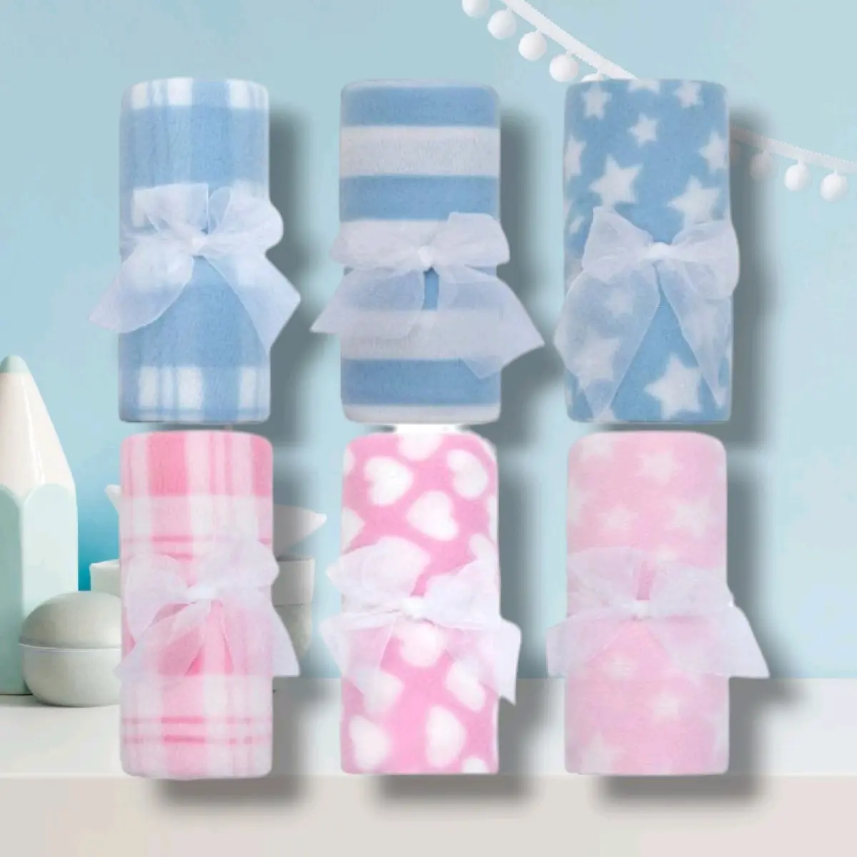 Baby Blankets 75 x 75 cm Pink or Blue