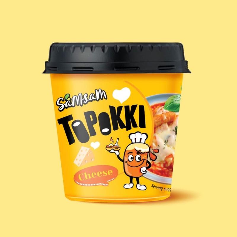 Samsam&Samyang Korean Style Instant Tteokbokki, Topokki Meal Set - Carbonara & Cheese Flavor Ramen, Spicy Hot Chicken Buldak Noodles, Fire Noodles Buldak Bokkeum, and Rice Cake Topokki Food 4