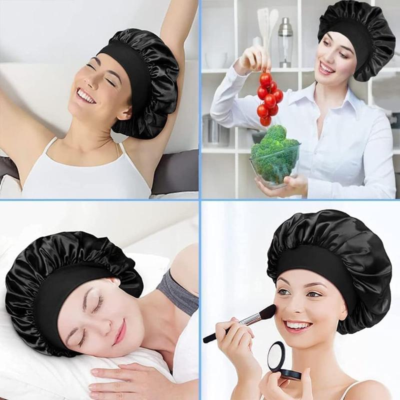 Product Introduction of Silk Hair Wrap for Sleeping, Hair Bonnet, 1pcs Night Sleep Cap for Women Girls, Hair Care Head Cover Elastic Hat for Black Curly Hair. 5
