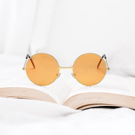 Product Introduction of ECOVEND 2 PCS Hippy Specs Sunglasses - Metal Round Frame Circle Retro Glasses Vintage Disco Fancy Dress Colored Lens Festival Sunglasses 4