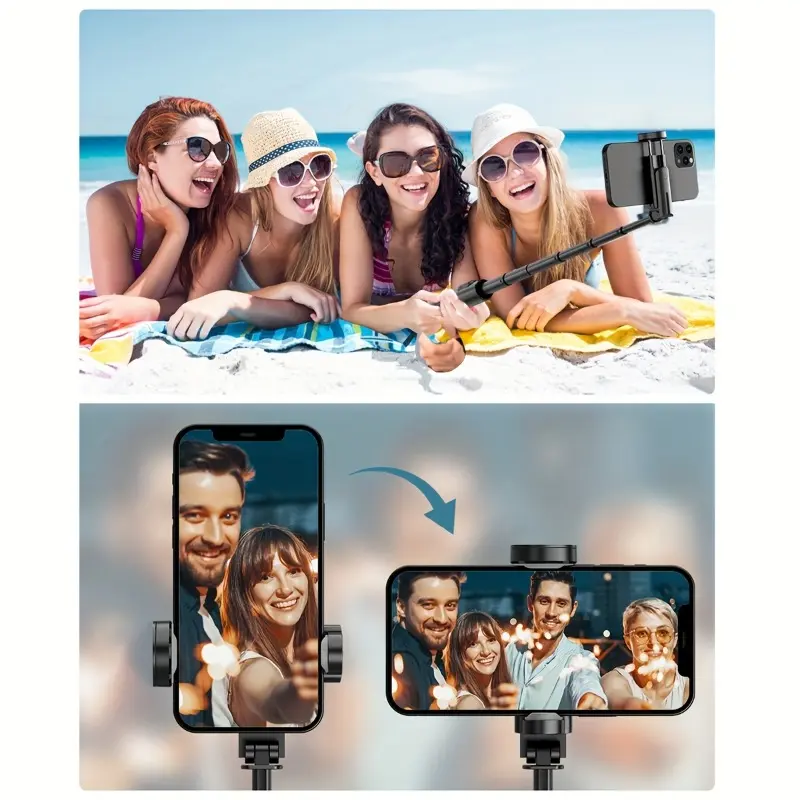 66.9-inch Extendable Wireless Selfie Stick with Remote, Foldable Monopod Phone Tripod for Smartphones, Wireless Enabled, Non-Rechargeable Button Battery 7