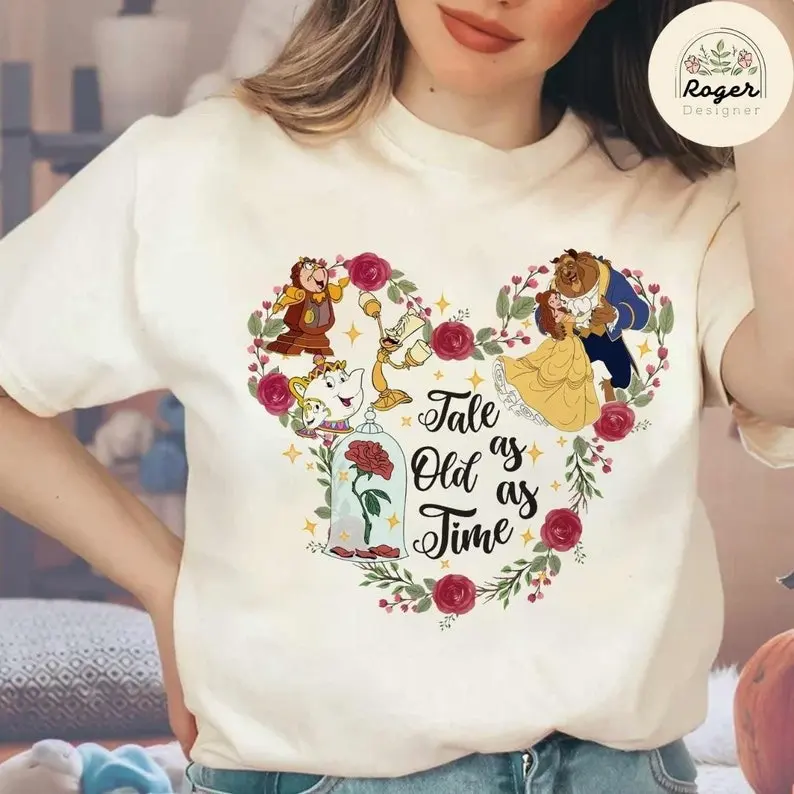 Floral Tale As Old As Time Beauty and the Beast Shirt, WDW Princess Belle Girl Trip Shirt, Princess Birthday Girl 0