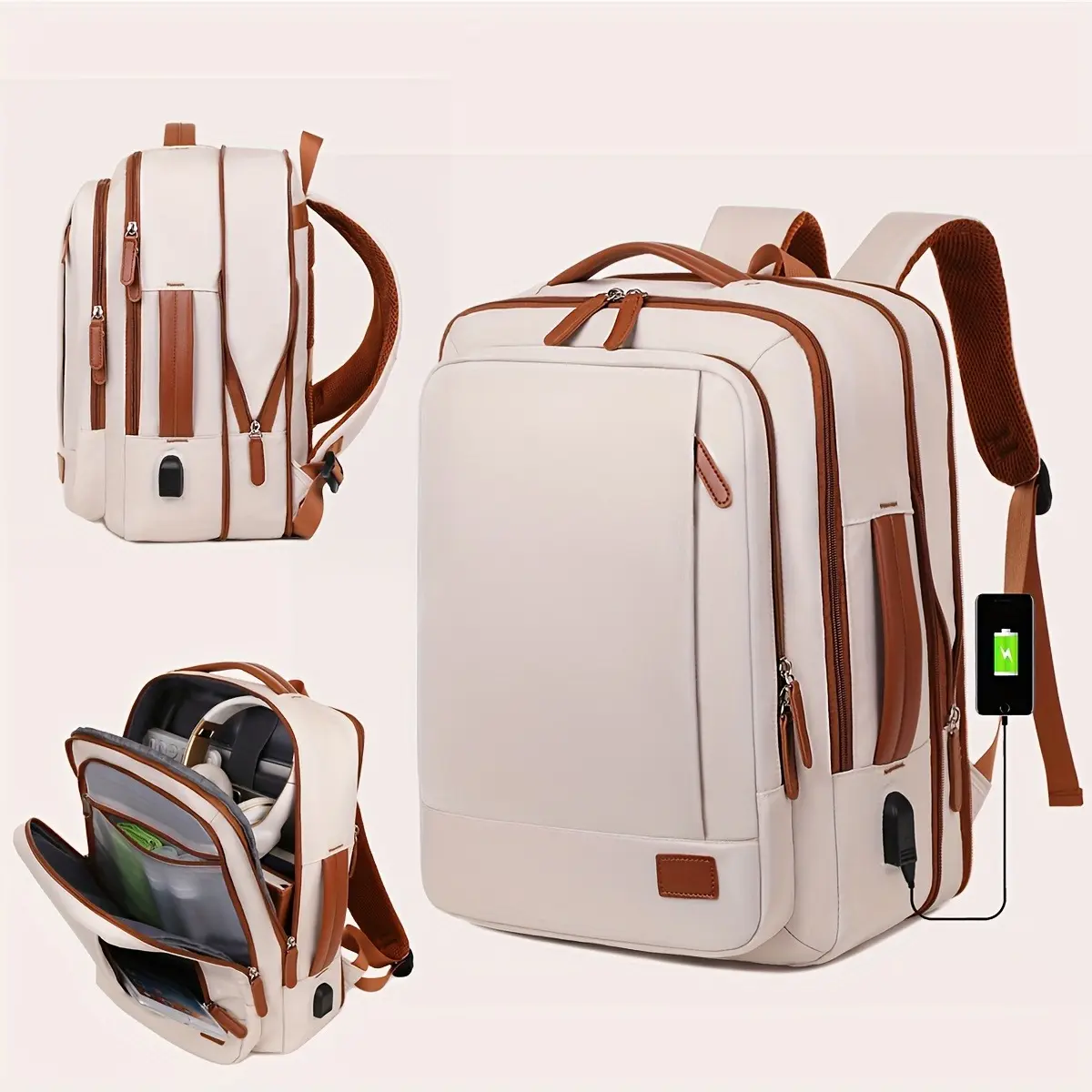 Extra large travel backpack for woman 40L Expandable airline approved backpacks 17.3 inch Laptop and USB Charging Port bags Durable Waterproof Casual bag for Weekender