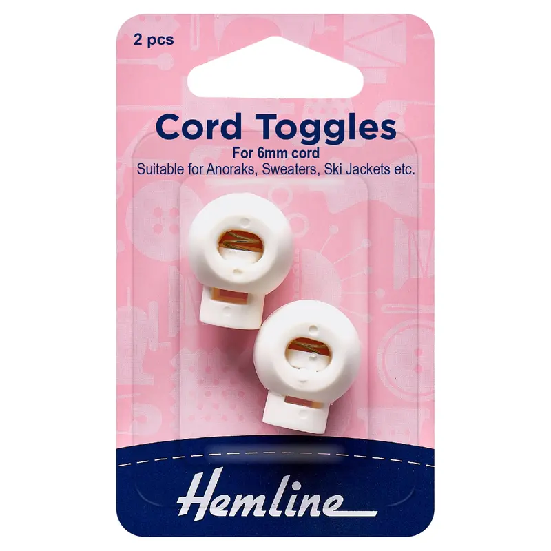 Hemline Cord Toggles: 6mm: 2 Pieces 1